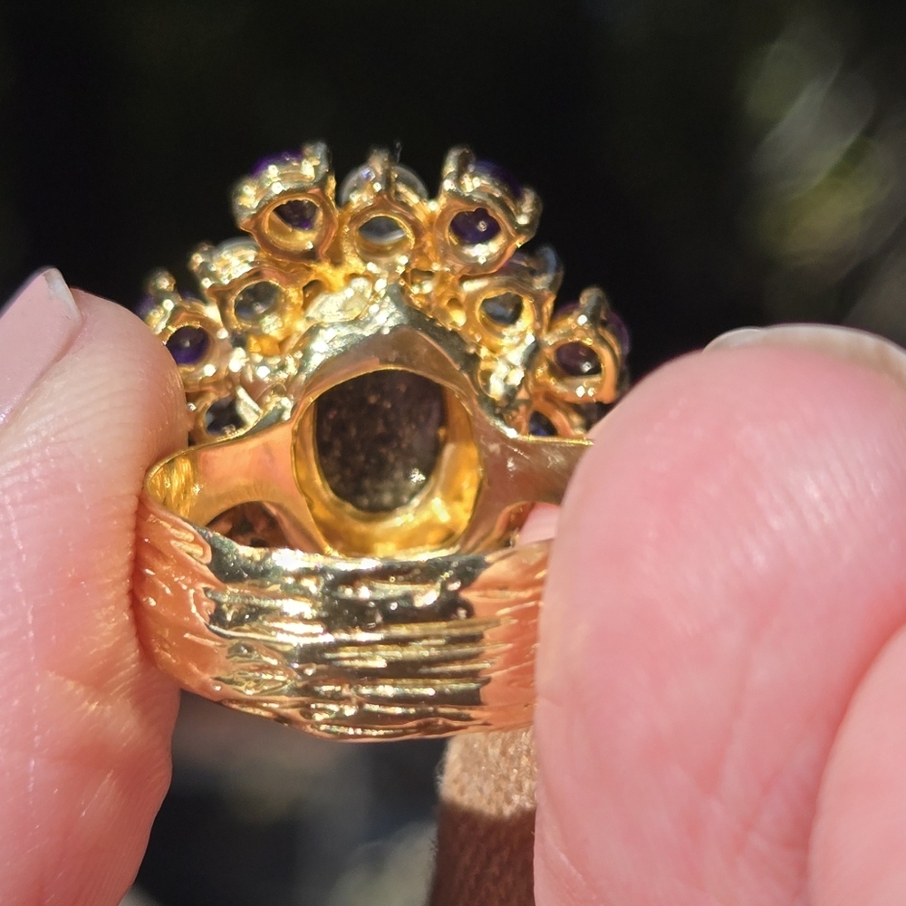 HOST PICK 🎉Sunstone 8k Topaz & Amethyst Natural Gemstone Sterling & Gold Sz7.5 - Picture 9 of 10